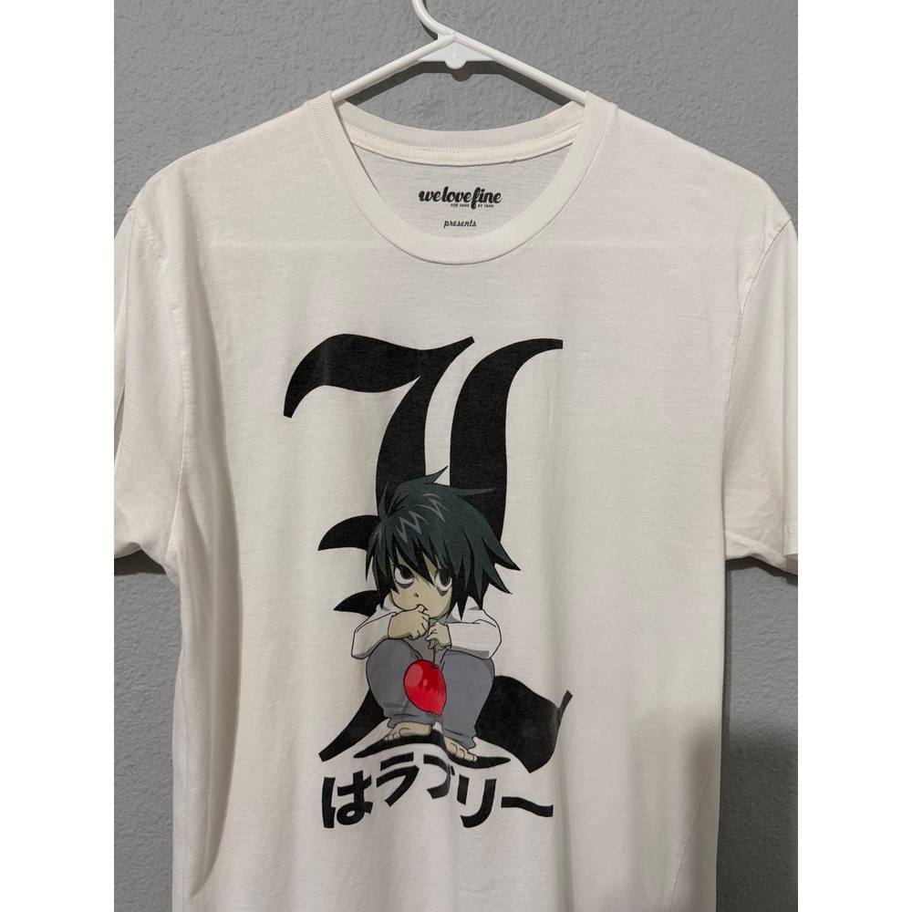 We Love Fine Death Note Tee Size L Chibi White Graphic Tee Slim Cosplay Ryuk